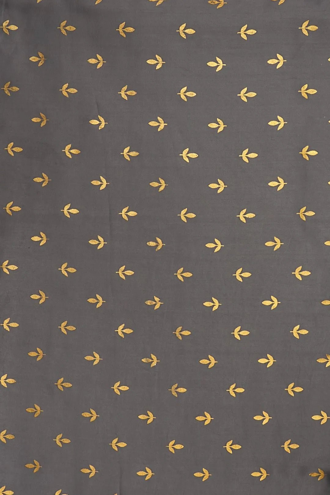 Grey Fabric with Metallic Gold Leaf Buti Print - غاجي والا إكسبورت Gajiwala Export