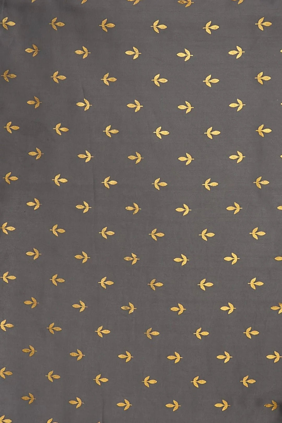 Grey Fabric with Metallic Gold Leaf Buti Print - غاجي والا إكسبورت Gajiwala Export