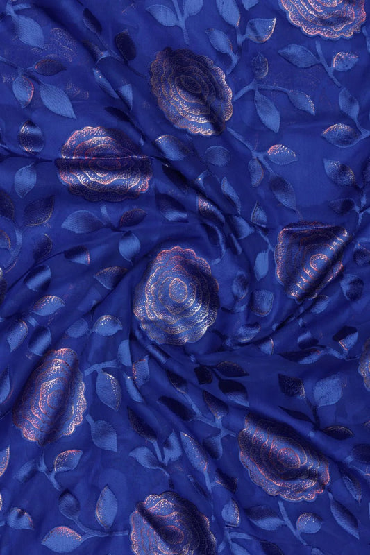 High - Contrast Metallic Floral Brasso Fabric - غاجي والا إكسبورت Gajiwala Export