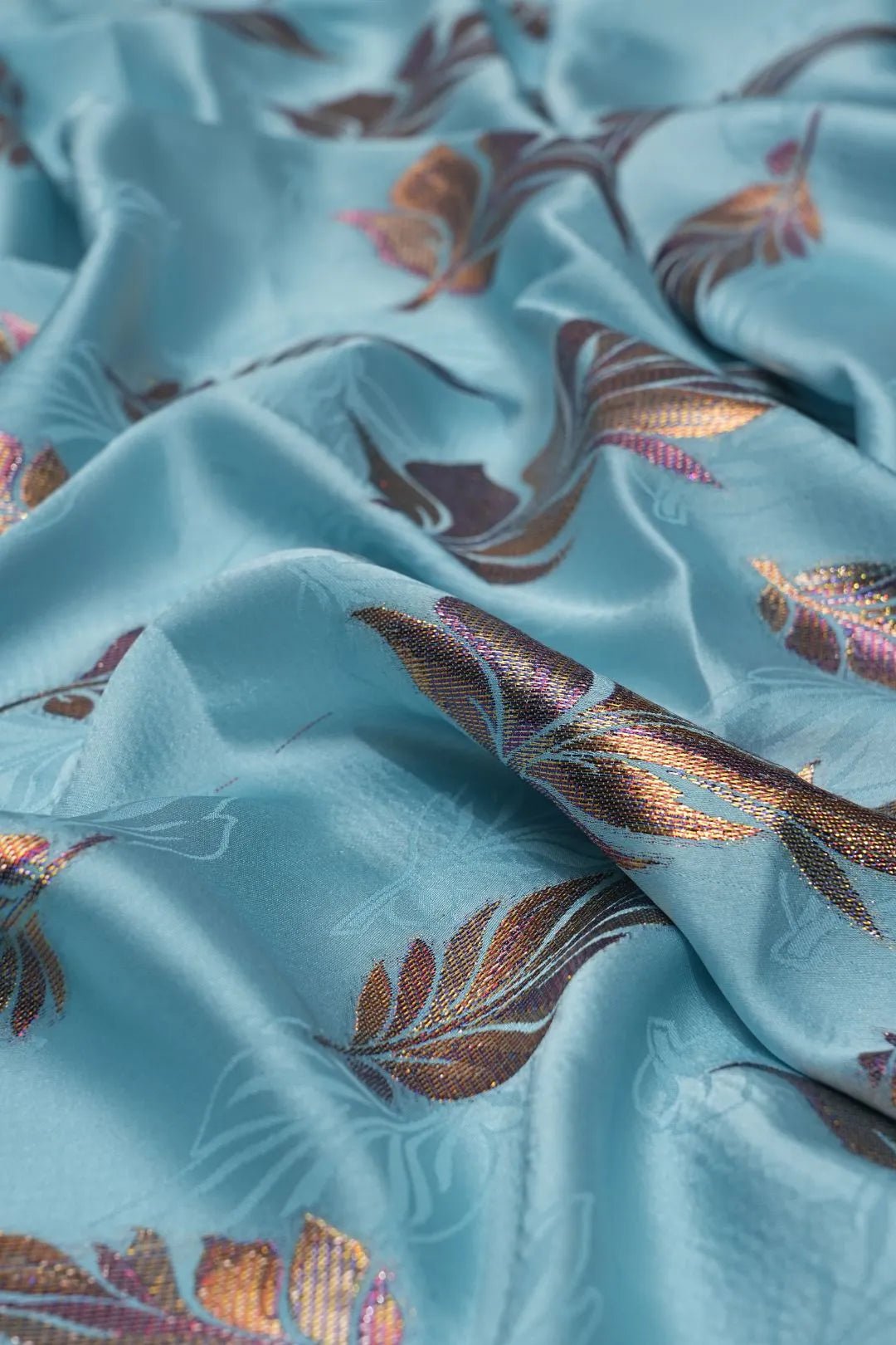 Jacquard Fabric with Metallic Leaf Pattern - غاجي والا إكسبورت Gajiwala Export