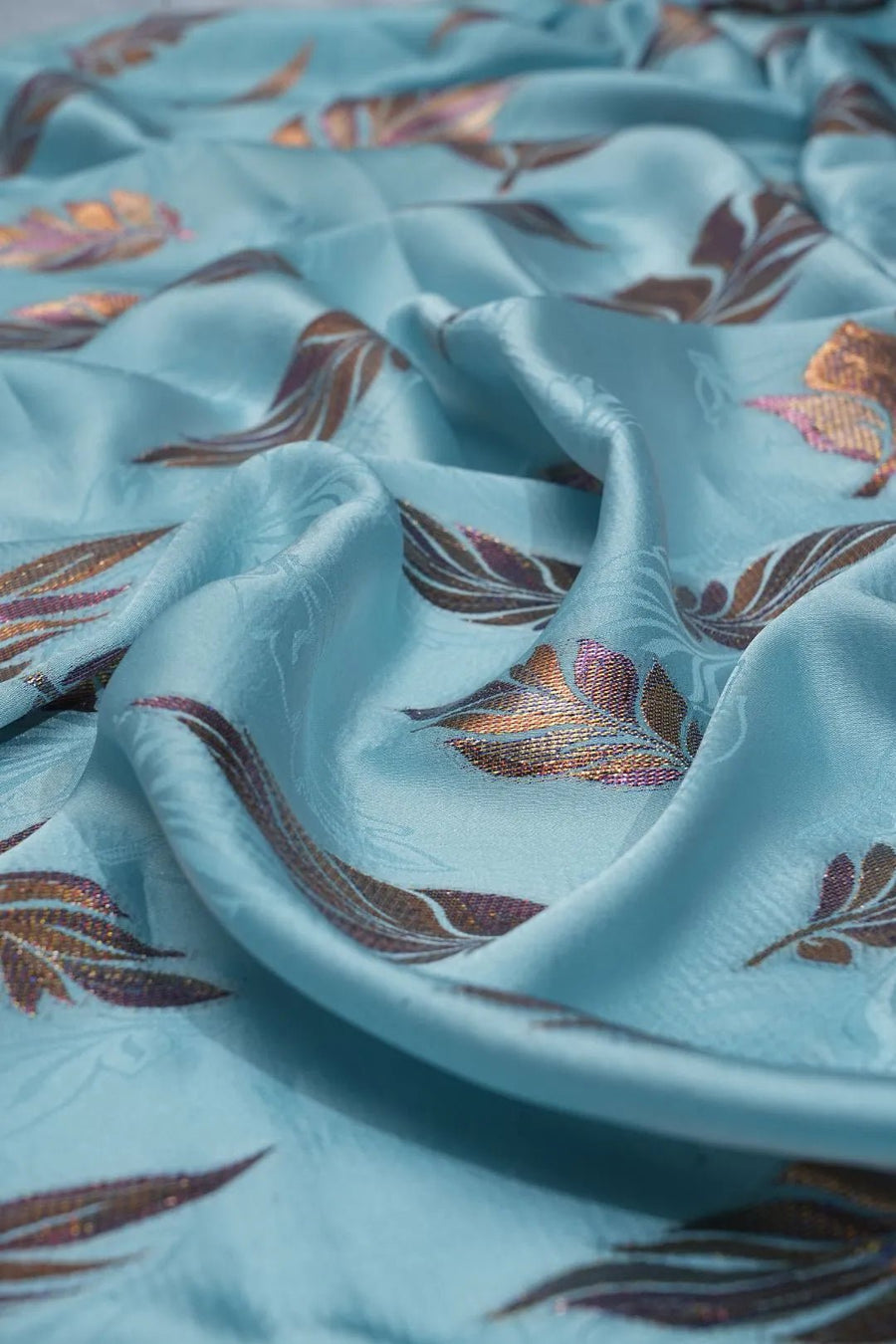 Jacquard Fabric with Metallic Leaf Pattern - غاجي والا إكسبورت Gajiwala Export