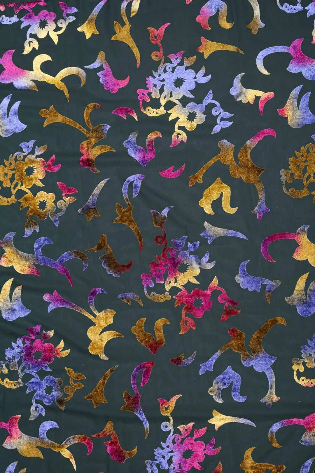 Jewel-Tone Abstract Burnout Velvet Mesh fabric - غاجي والا إكسبورت Gajiwala Export