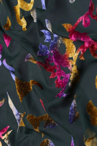 Jewel-Tone Abstract Burnout Velvet Mesh fabric- غاجي والا إكسبورت Gajiwala Export