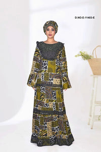 Kaftan Dress with Abstract Patchwork Print - غاجي والا إكسبورت Gajiwala Export