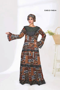 Kaftan Dress with Abstract Patchwork Print - غاجي والا إكسبورت Gajiwala Export