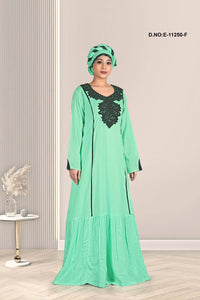 Kaftan Dress with Beaded Yoke and Ruffle For Women - غاجي والا إكسبورت Gajiwala Export