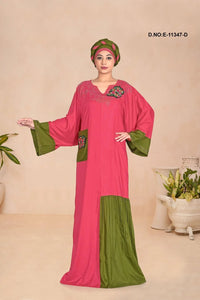 Kaftan Dress with Block and Floral Motifs - غاجي والا إكسبورت Gajiwala Export