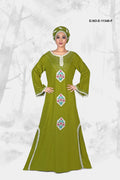 Kaftan Dress with Embroidered Floral Motifs - غاجي والا إكسبورت Gajiwala Export