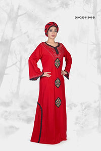 Kaftan Dress with Embroidered Floral Motifs - غاجي والا إكسبورت Gajiwala Export
