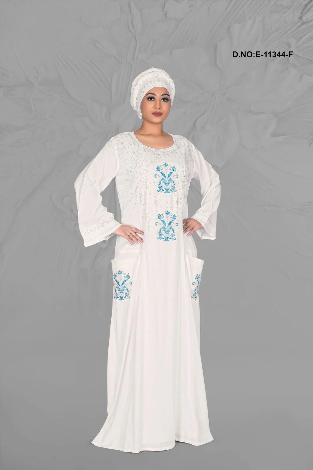 Kaftan Dress with Embroidered Pocket Design - غاجي والا إكسبورت Gajiwala Export