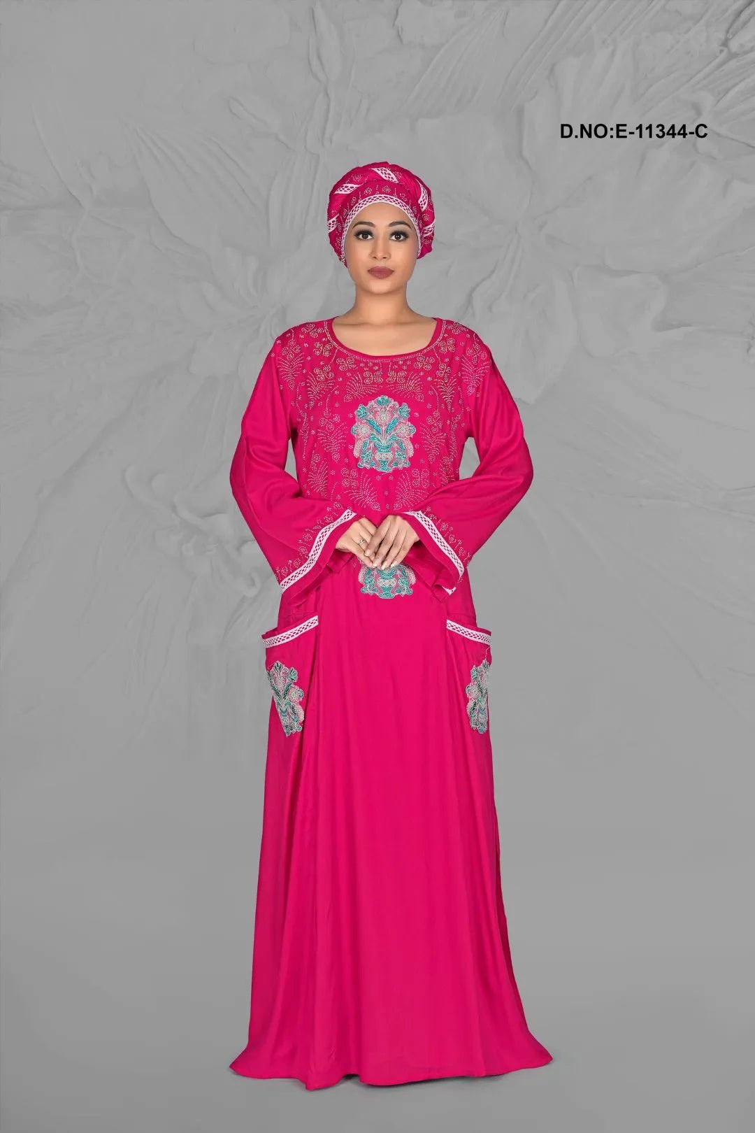 Kaftan Dress with Embroidered Pocket Design - غاجي والا إكسبورت Gajiwala Export