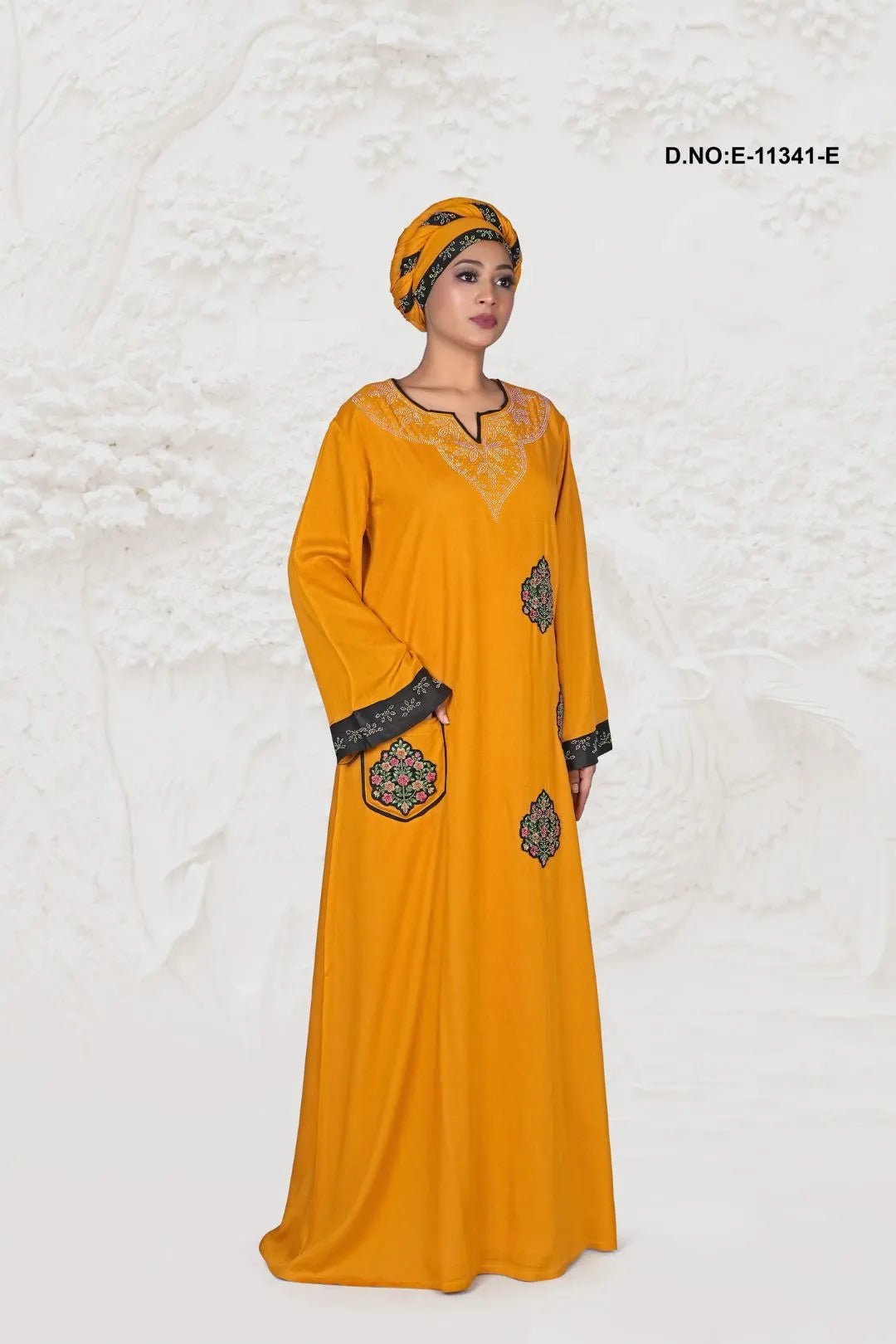 Kaftan Dress with Embroidered Pocket Patches - غاجي والا إكسبورت Gajiwala Export
