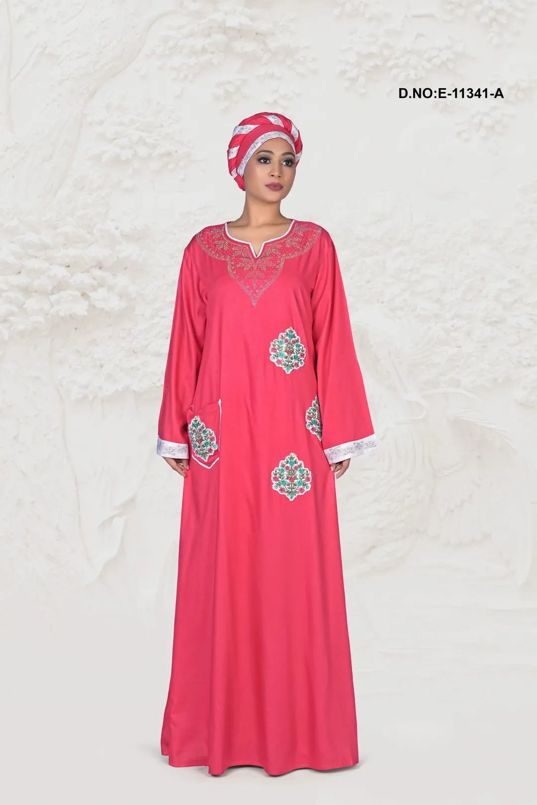 Kaftan Dress with Embroidered Pocket Patches - غاجي والا إكسبورت Gajiwala Export
