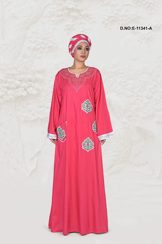 Kaftan Dress with Embroidered Pocket Patches - غاجي والا إكسبورت Gajiwala Export