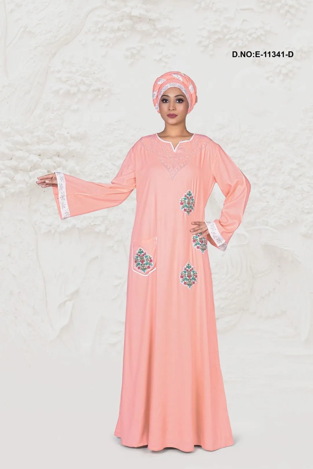 Kaftan Dress with Embroidered Pocket Patches - غاجي والا إكسبورت Gajiwala Export