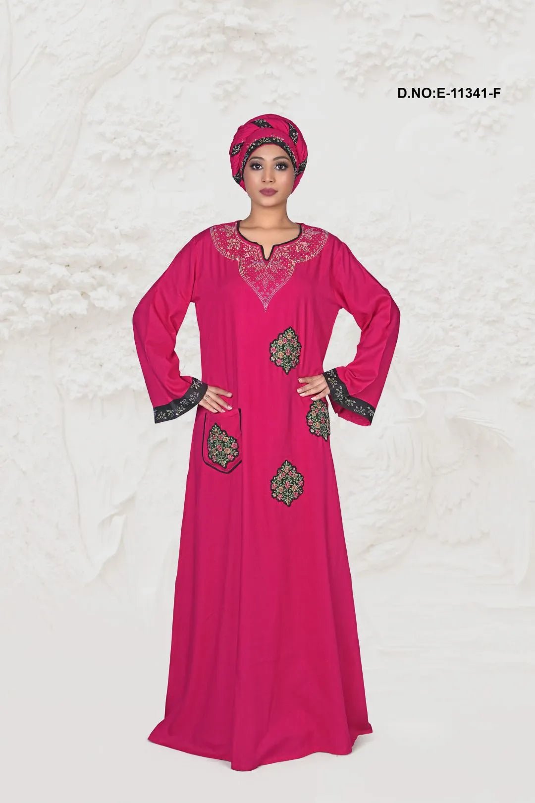 Kaftan Dress with Embroidered Pocket Patches - غاجي والا إكسبورت Gajiwala Export