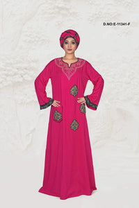 Kaftan Dress with Embroidered Pocket Patches - غاجي والا إكسبورت Gajiwala Export