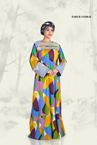 Kaftan Dress with Geometric Color Block Print - غاجي والا إكسبورت Gajiwala Export