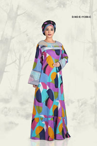 Kaftan Dress with Geometric Color Block Print - غاجي والا إكسبورت Gajiwala Export