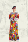 Kaftan Dress with Geometric Color Block Print - غاجي والا إكسبورت Gajiwala Export