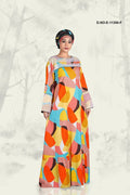 Kaftan Dress with Geometric Color Block Print - غاجي والا إكسبورت Gajiwala Export