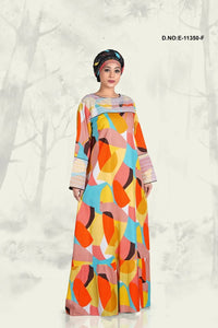 Kaftan Dress with Geometric Color Block Print - غاجي والا إكسبورت Gajiwala Export