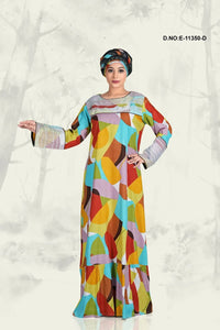 Kaftan Dress with Geometric Color Block Print - غاجي والا إكسبورت Gajiwala Export