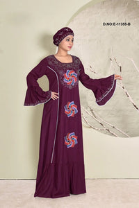 Kaftan Dress with Swirl Embroidered Motifs - غاجي والا إكسبورت Gajiwala Export