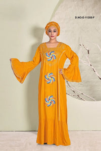Kaftan Dress with Swirl Embroidered Motifs - غاجي والا إكسبورت Gajiwala Export