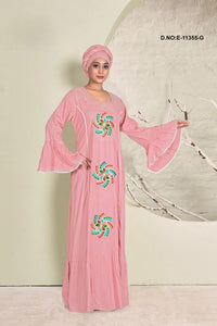 Kaftan Dress with Swirl Embroidered Motifs - غاجي والا إكسبورت Gajiwala Export