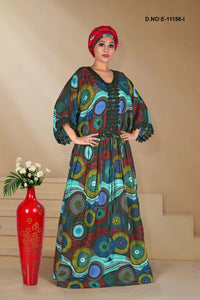 Kaftan Gown with Bold Circular Print For Women - غاجي والا إكسبورت Gajiwala Export