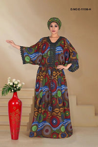 Kaftan Gown with Bold Circular Print For Women - غاجي والا إكسبورت Gajiwala Export