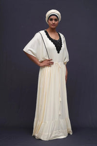 Kaftan Gown with Contrast Black Yoke For Women - غاجي والا إكسبورت Gajiwala Export