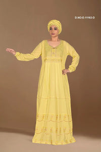 Kaftan Gown with Embroidered Neckline For Women - غاجي والا إكسبورت Gajiwala Export