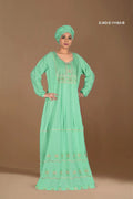 Sky Blue Embroidered Kaftan Gown Full Length Elegant Abaya Dress- غاجي والا إكسبورت Gajiwala Export