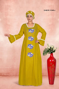Kaftan Gown with Flower Embroidered Motifs - غاجي والا إكسبورت Gajiwala Export