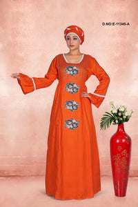 Kaftan Gown with Flower Embroidered Motifs - غاجي والا إكسبورت Gajiwala Export