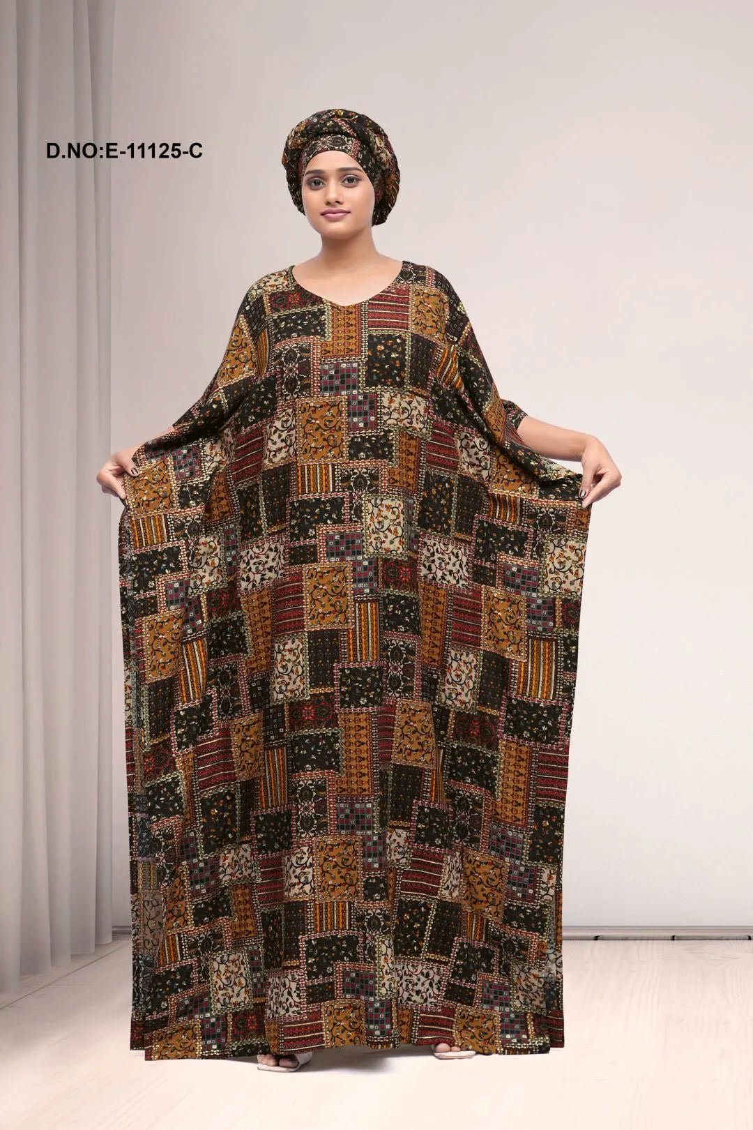 Kaftan Gown with Patchwork Pattern For Women - غاجي والا إكسبورت Gajiwala Export