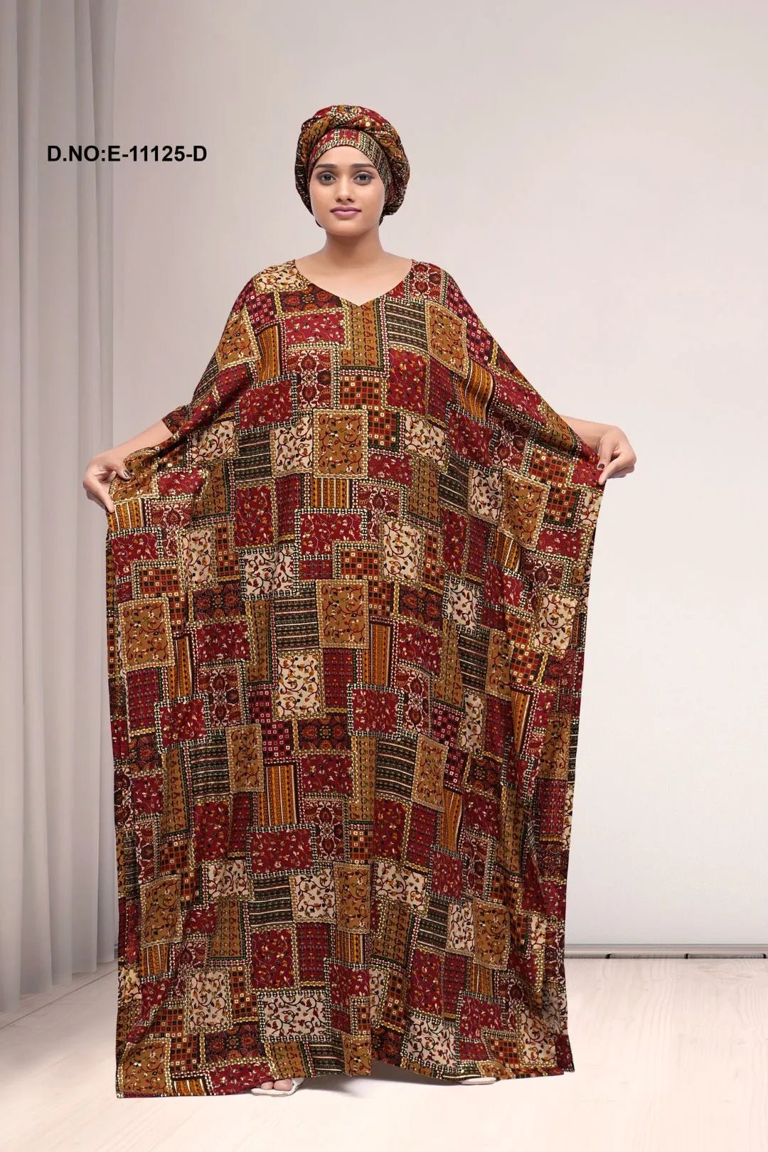 Kaftan Gown with Patchwork Pattern For Women - غاجي والا إكسبورت Gajiwala Export