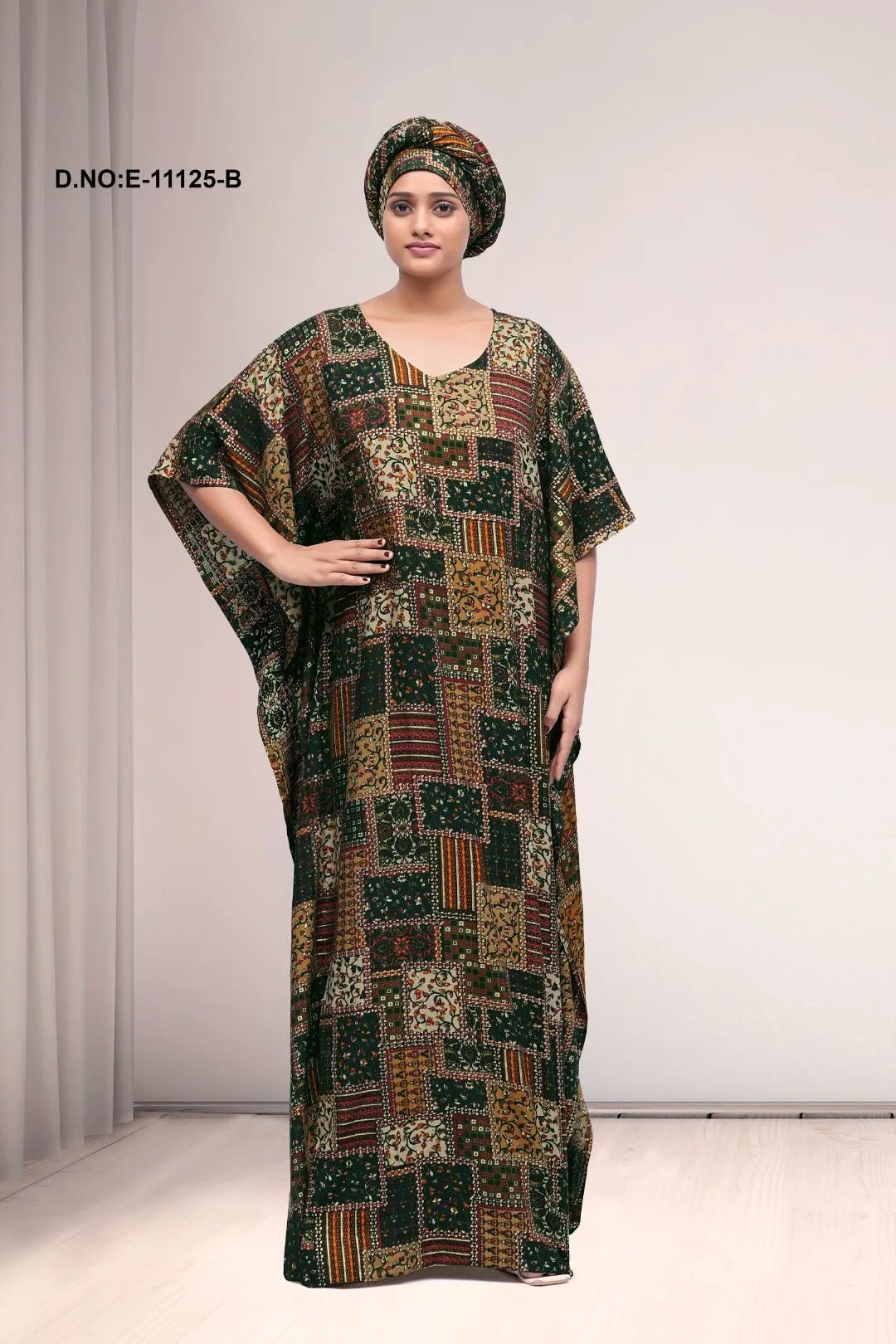 Kaftan Gown with Patchwork Pattern For Women - غاجي والا إكسبورت Gajiwala Export