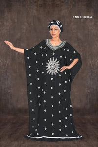 Kaftan Gown with Silver Starburst Motif For Women - غاجي والا إكسبورت Gajiwala Export