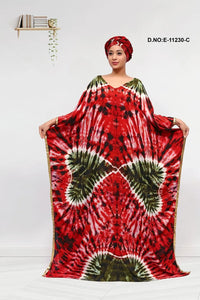 Kaftan Gown with Symmetrical Green Tie - Dye - غاجي والا إكسبورت Gajiwala Export