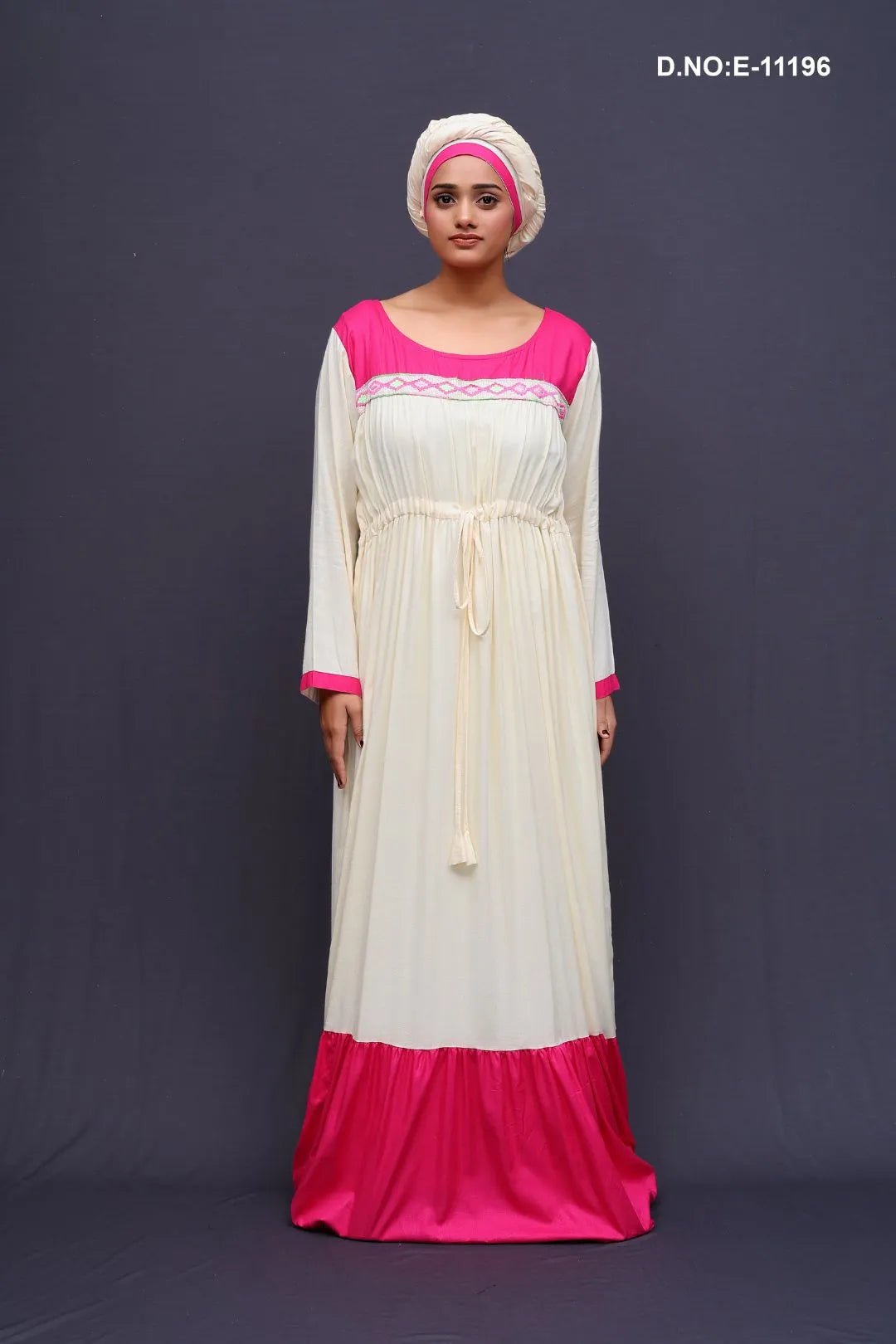 Kaftan with Bold Pink Contrast and Drawstring - غاجي والا إكسبورت Gajiwala Export