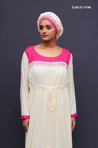 Kaftan with Bold Pink Contrast and Drawstring - غاجي والا إكسبورت Gajiwala Export