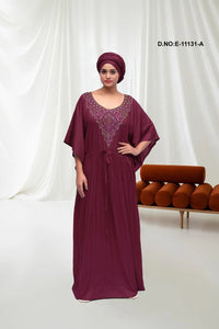 Kaftan with Colorful Beaded Neckline For Women - غاجي والا إكسبورت Gajiwala Export