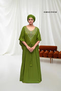 Kaftan with Colorful Beaded Neckline For Women - غاجي والا إكسبورت Gajiwala Export
