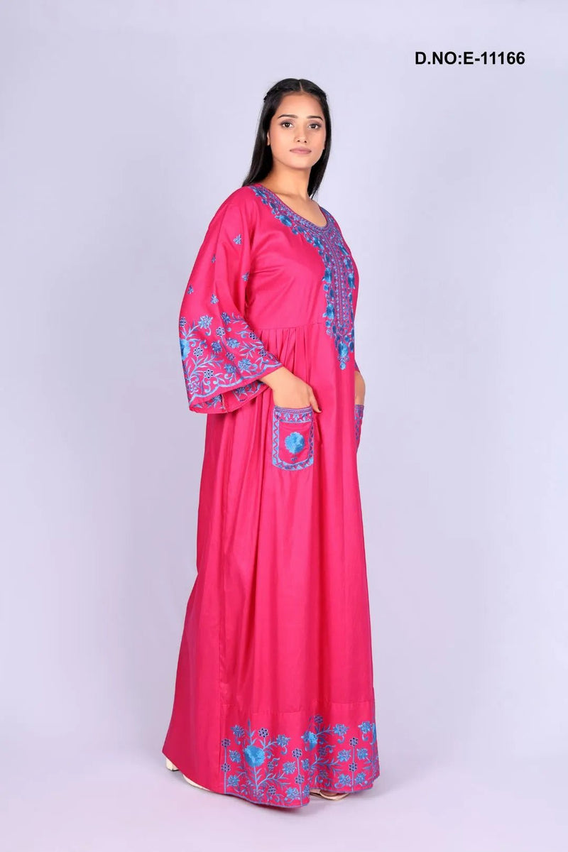 Kaftan with Detailed Blue Embroidery For Women - غاجي والا إكسبورت Gajiwala Export