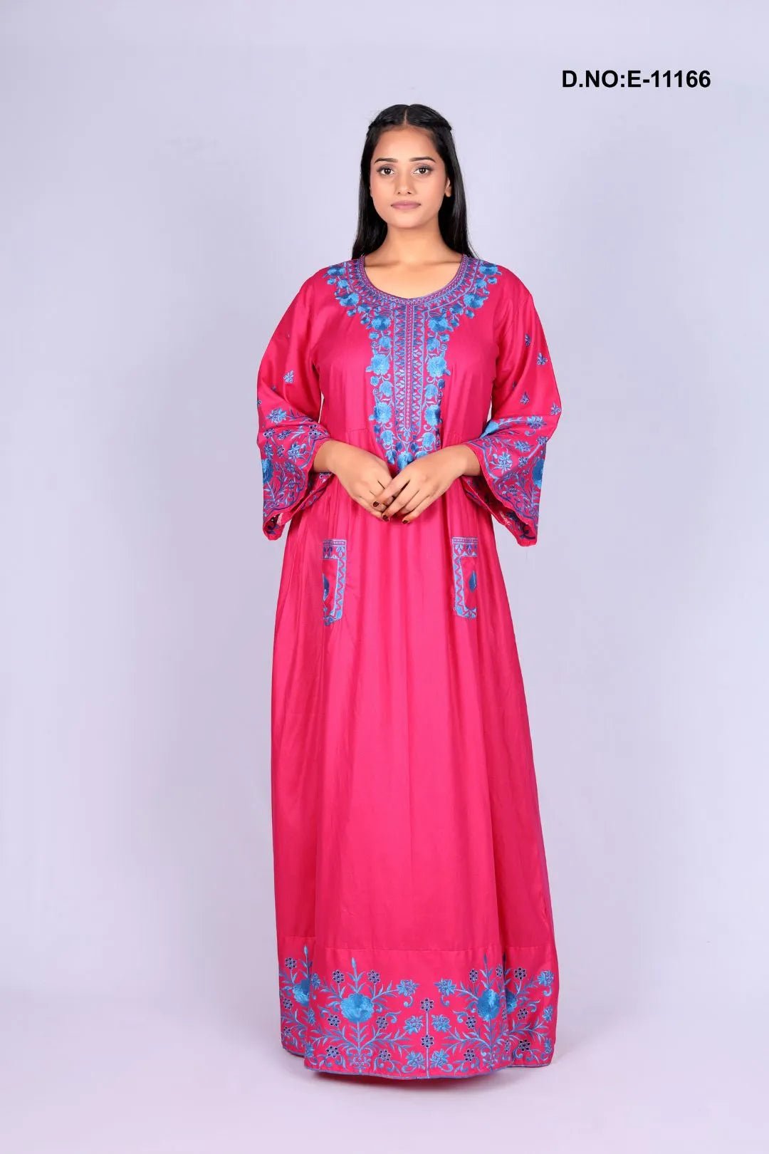 Kaftan with Detailed Blue Embroidery For Women - غاجي والا إكسبورت Gajiwala Export
