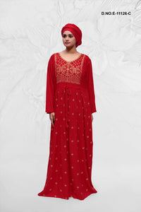 Kaftan with Gold Geometric Neckline Detail - غاجي والا إكسبورت Gajiwala Export