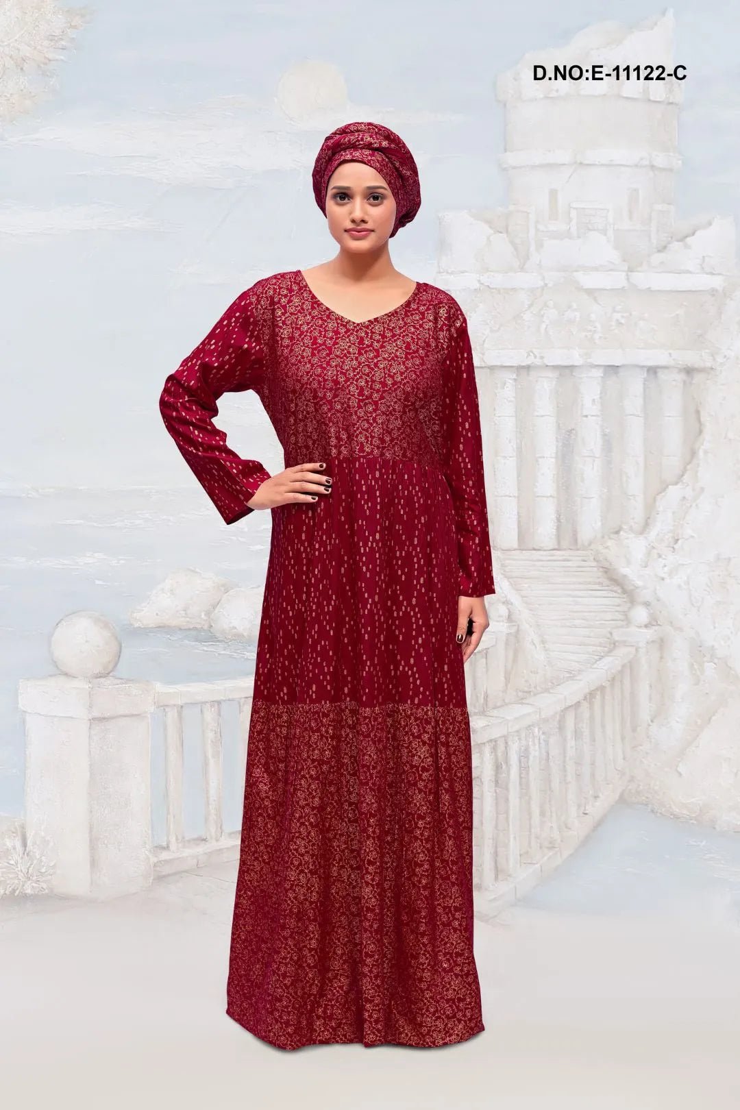 Kaftan with Printed Abstract Pattern For Women - غاجي والا إكسبورت Gajiwala Export